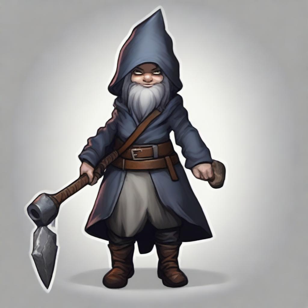 Generate an image of a female Deep Gnome, also known as a Svirfneblin, who is a gloom assassin