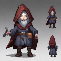 Generate an image of a female Deep Gnome, also known as a Svirfneblin, who is a gloom assassin