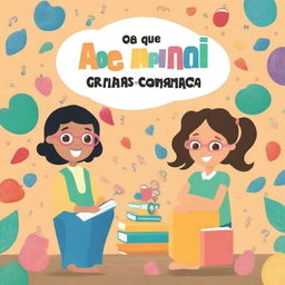 Create a book cover with the title 'O que aprendi com as crianças'