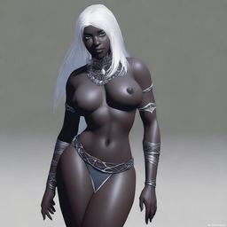 Generate an image of a full-figured female Drow