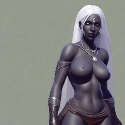 Generate an image of a full-figured female Drow