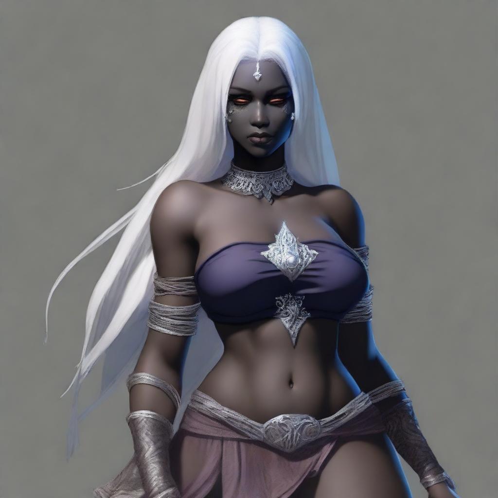Generate an image of a full-figured female Drow