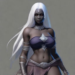 Generate an image of a full-figured female Drow