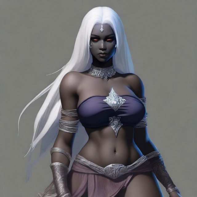 Generate an image of a full-figured female Drow