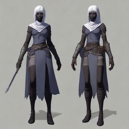 Generate a full-body image of a female Drow from the Dungeons & Dragons universe