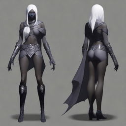 Generate a full-body image of a female Drow from the Dungeons & Dragons universe