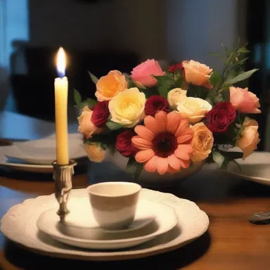 She had prepared a beautiful candlelit dinner but unfortunately, the flowers she bought were wilted.