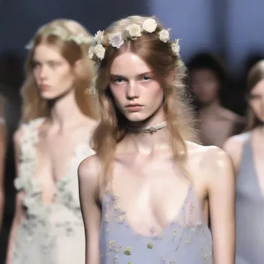 The runway models showcased the latest trend of wearing wilted flowers in their hair.