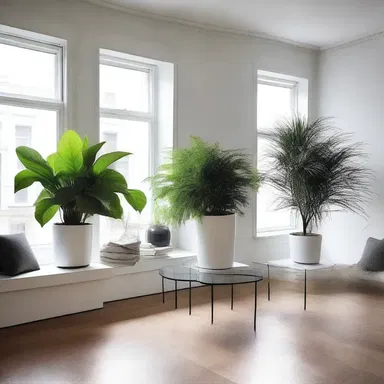 The designer opted for a modern minimalist look with wilted plants as part of the decor.