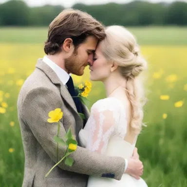As the couple strolled through the fields, he plucked a delicate buttercup flower from the buttercup family and gently placed it in her hair, a simple yet romantic gesture.