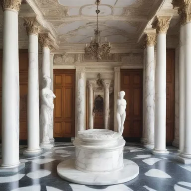 The grand entrance of the mansion was adorned with elegant marble sculptures depicting the winding path of the vaginal artery.