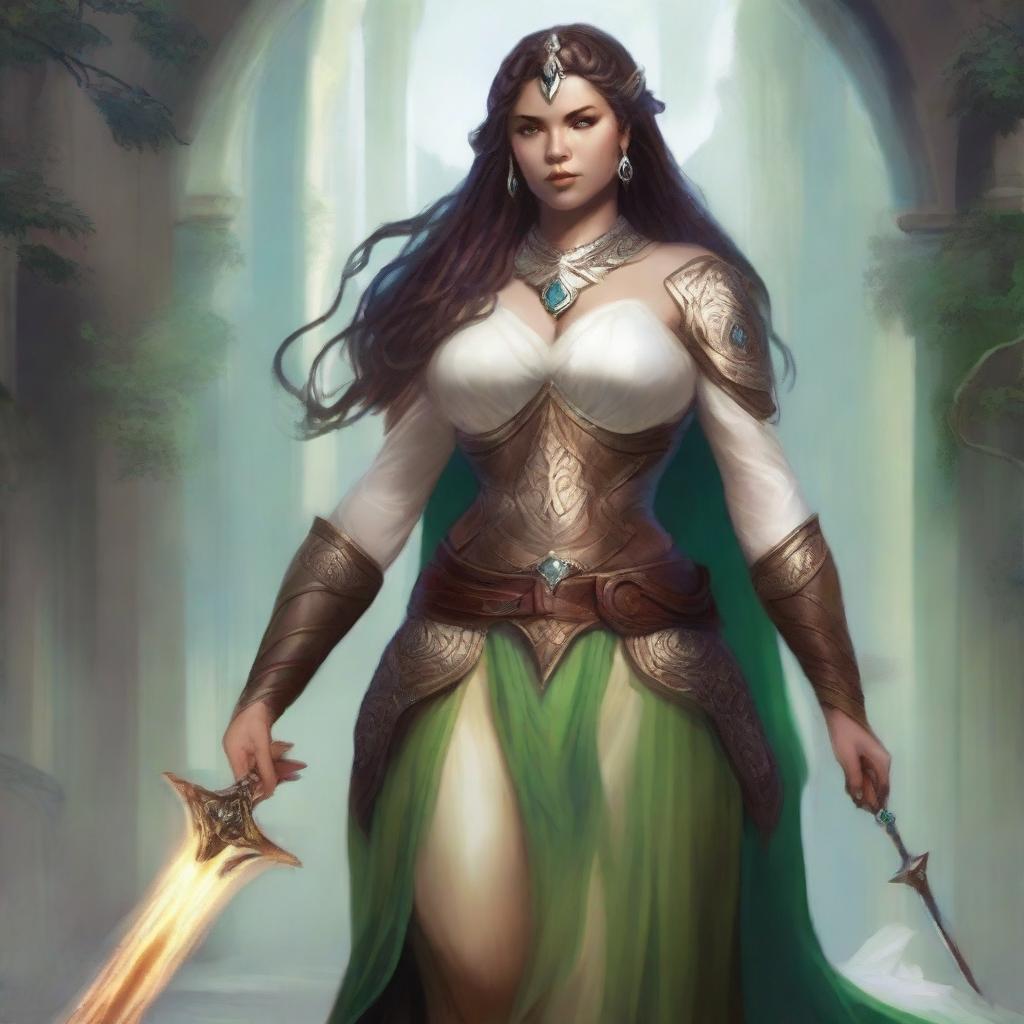 Generate an image of a full-figured female Mutable Eladrin from the Dungeons & Dragons universe