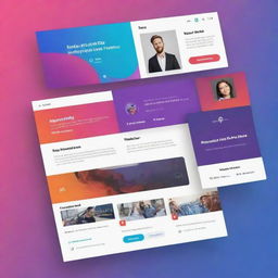 Generate a modern multi-purpose template that can be used for podcast, YouTube banner and YouTube thumbnail. The design should incorporate the company's color palette with vibrant hues for appeal, targeting a professional demographic.