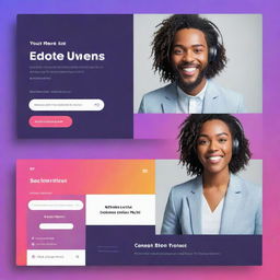 Generate a modern multi-purpose template that can be used for podcast, YouTube banner and YouTube thumbnail. The design should incorporate the company's color palette with vibrant hues for appeal, targeting a professional demographic.