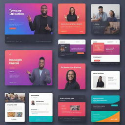 Generate a modern multi-purpose template that can be used for podcast, YouTube banner and YouTube thumbnail. The design should incorporate the company's color palette with vibrant hues for appeal, targeting a professional demographic.