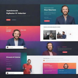 Design a multi-purpose modern template for a podcast and YouTube channel. Incorporate the colors of the user's company and add vibrant hues for appeal. The design should work well for both a banner and a thumbnail.