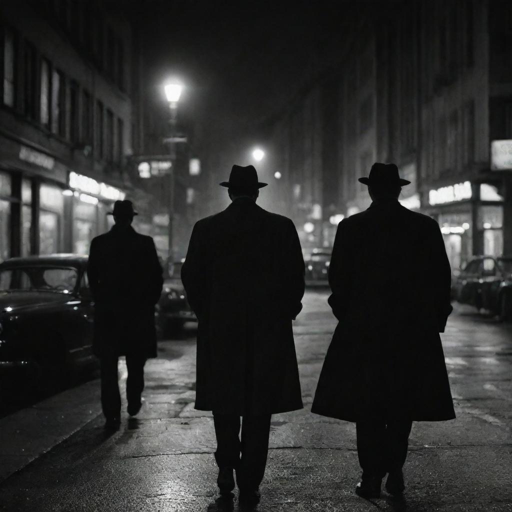 The city scene intensifies, now teeming with even more detectives, their minds sharp and eyes keen, swarming every street corner, empowering the city landscape with an engrossing film noir aesthetic.