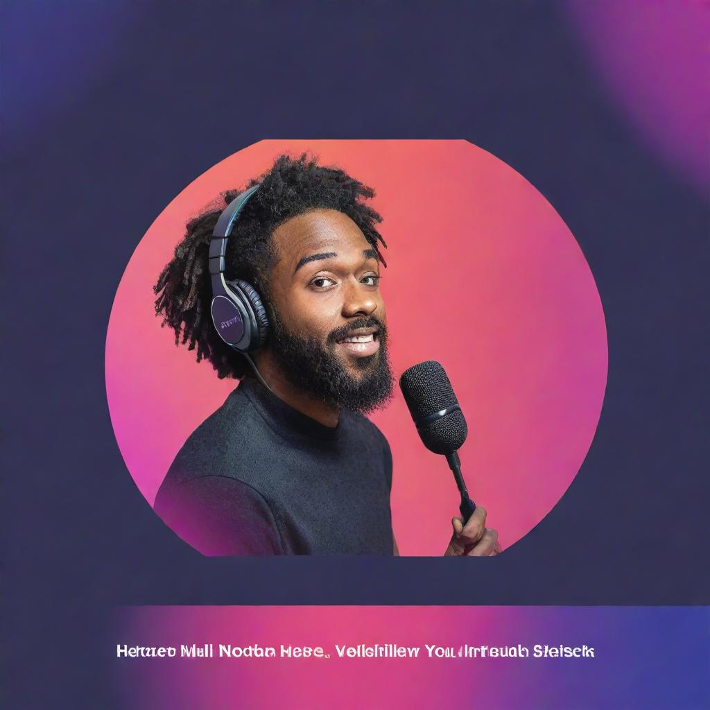 Design a multi-purpose modern template for a podcast, YouTube banner, and YouTube thumbnail. Use the company's color scheme, cleverly mixed with vibrant shades for a pleasing look. This design should be adaptable for various platforms.