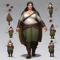 Generate an image of a full-figured female half-elf from the Dungeons & Dragons universe