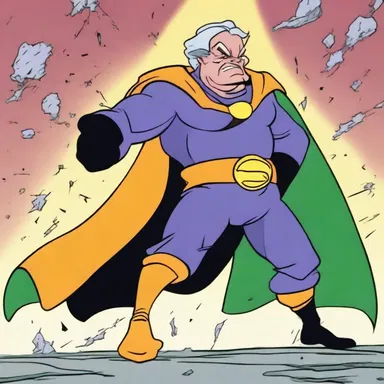 In the cartoon, the decrepit villain was always defeated by the hero's youthful energy.