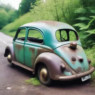 The decrepit old car was so slow that it got passed by a snail.
