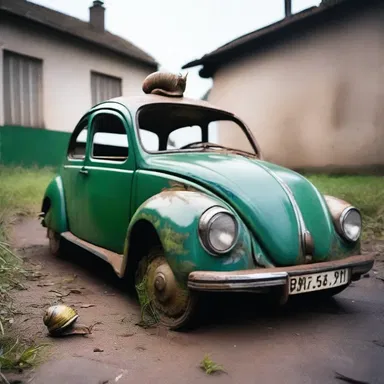 The decrepit old car was so slow that it got passed by a snail.