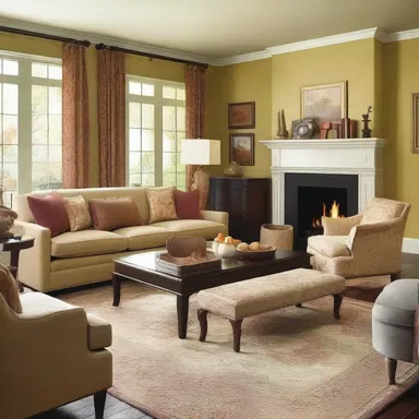 The designer used hemin-colored furniture and accents to create a warm and inviting atmosphere in the living room.