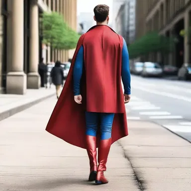 The superhero's cape was dyed in a deep hemin shade, adding a bold and dramatic touch to his costume.