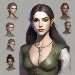 Generate an image of a female half-elf from the Dungeons & Dragons universe