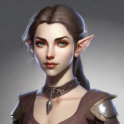 Generate an image of a female half-elf from the Dungeons & Dragons universe