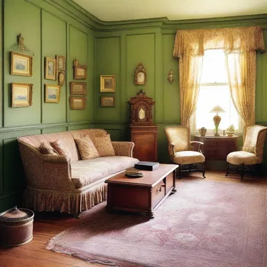The mellowed color palette and antique furniture create a cozy atmosphere in this Victorian-style home.