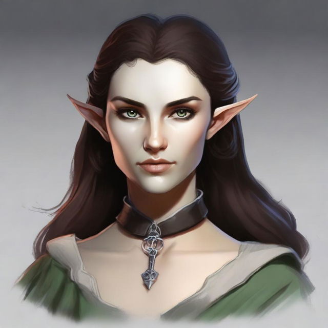 Generate an image of a female half-elf from the Dungeons & Dragons universe