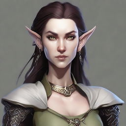 Generate an image of a female half-elf from the Dungeons & Dragons universe