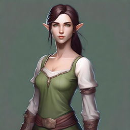 Generate an image of a female half-elf from the Dungeons & Dragons universe