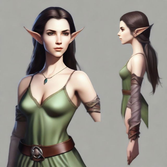 Generate a full body image of a female Half-Elf from Dungeons & Dragons