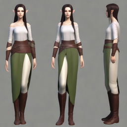 Generate a full body image of a female Half-Elf from Dungeons & Dragons