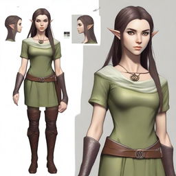 Generate a full body image of a female Half-Elf from Dungeons & Dragons