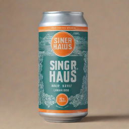 A vintage-inspired label design for 'Sner Haus' home brew Lager, with refreshing cool tones. Highlight the brand's identity providing ample space for the beer type.