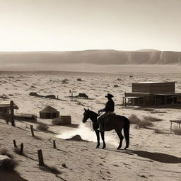 Generate an image depicting a scene from a classic western film