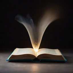 A solitary book floating in the air, imbued with mystical energy. Glowing with an ethereal light, the pages of the book turn themselves, cascading a magical aura, transforming a seemingly ordinary sight into a spectacle of enchantment.