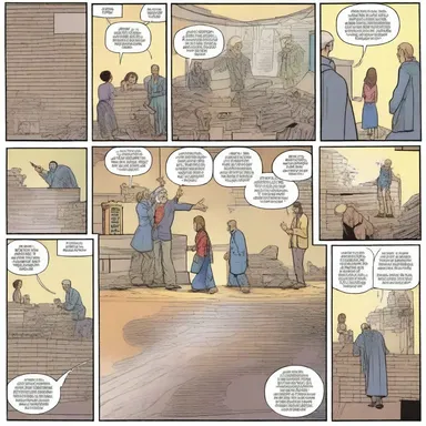 The panels in the comic book were strategically arranged, creating an ordered sequence of events.
