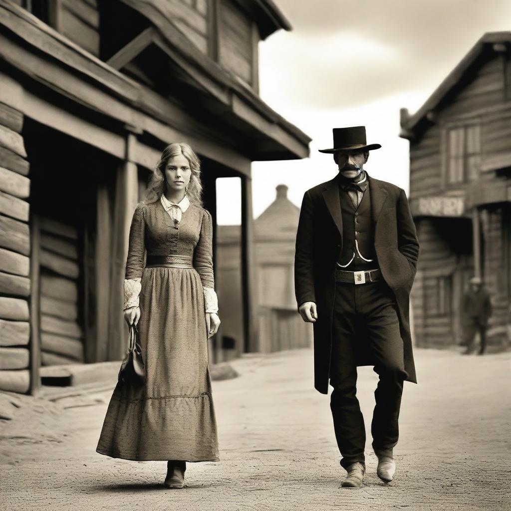 Generate an image of a scene from a western movie set in the 1880's in Prescott, Arizona