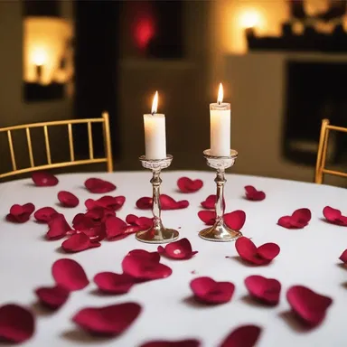He planned a surprise romantic dinner for their anniversary, with an ordered arrangement of candles and rose petals.