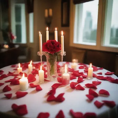 He planned a surprise romantic dinner for their anniversary, with an ordered arrangement of candles and rose petals.