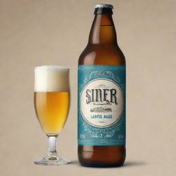 Create a vintage design influenced beer label for 'Sner Haus' lager, overflowing with refreshing cool tones.