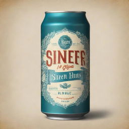 Create a vintage design influenced beer label for 'Sner Haus' lager, overflowing with refreshing cool tones.