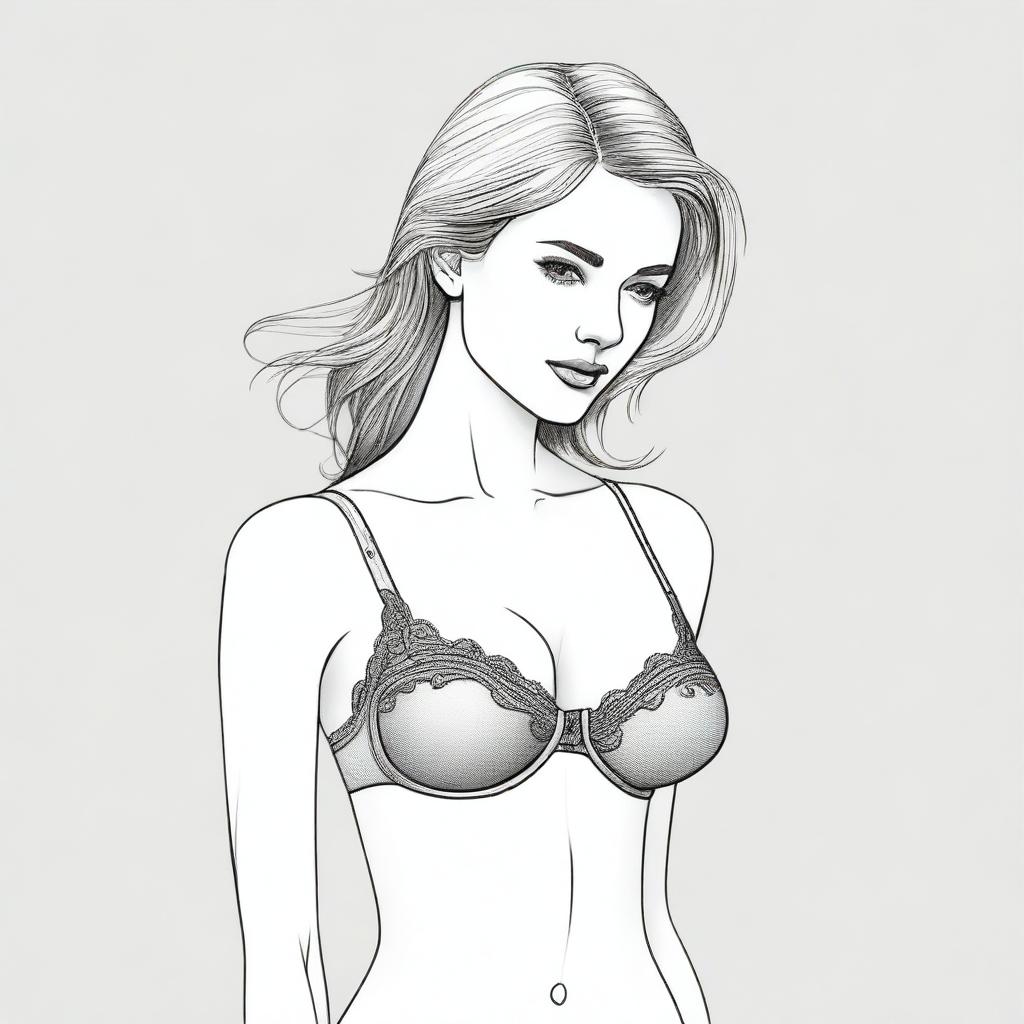 A tastefully drawn image of a woman's bra, focusing on the design and structure of the garment