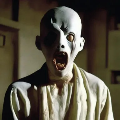 The horror movie portrayed a character with hebephrenic schizophrenia whose bizarre behavior scared the audience.