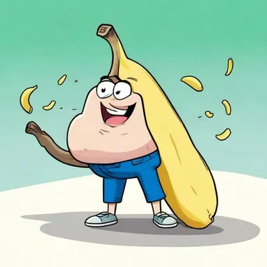 In the cartoon, the character slipped on a banana peel and landed on their buns.