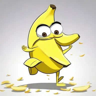 In the cartoon, the character slipped on a banana peel and landed on their buns.